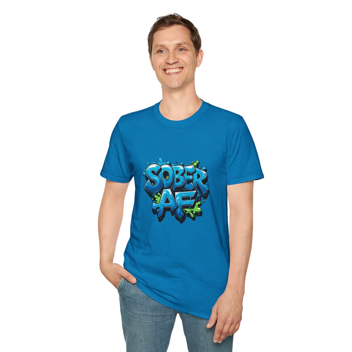 Blue Graffiti Sober AF - Men’s Shirt