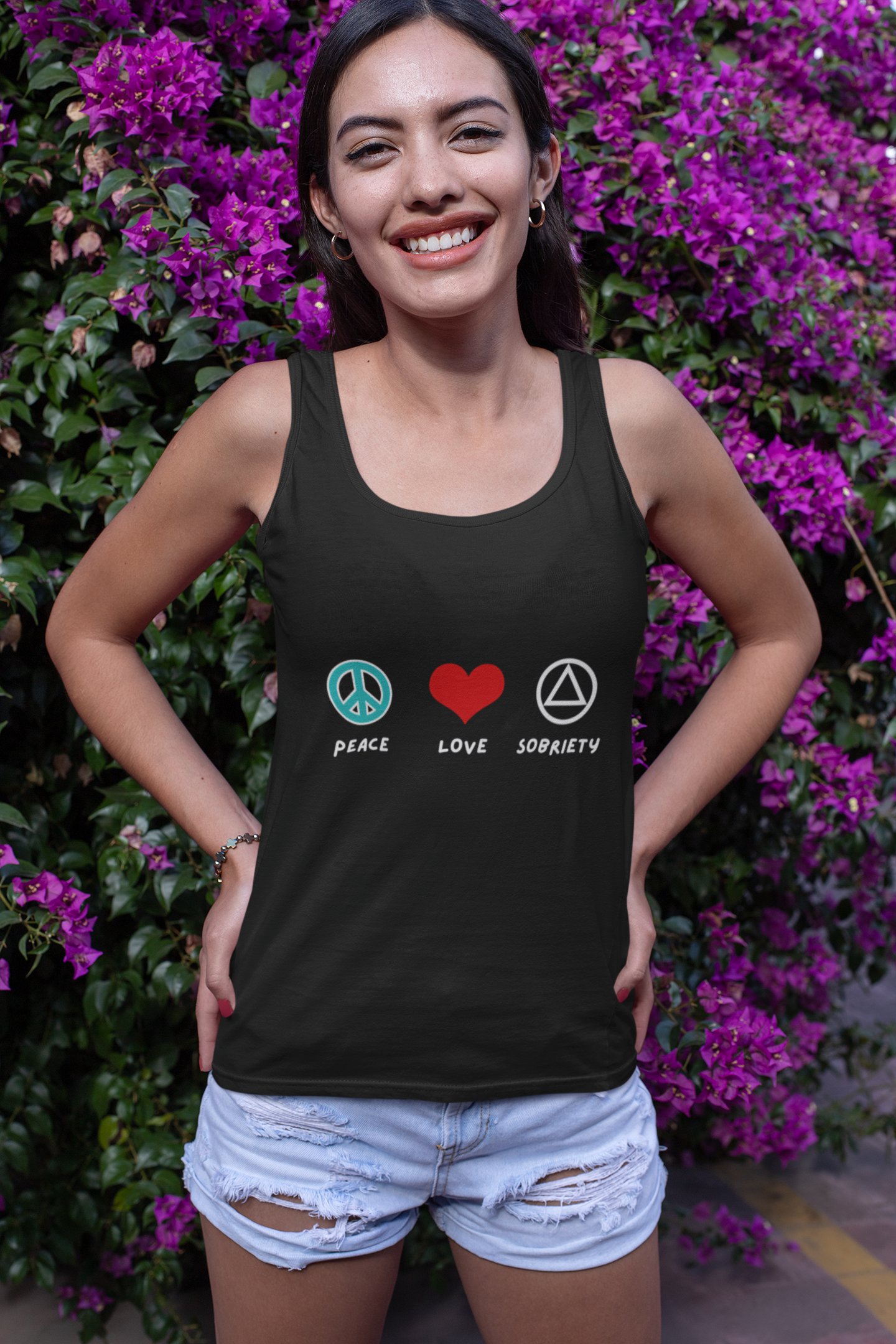 Peace Love Sobriety - Racerback Tank Top