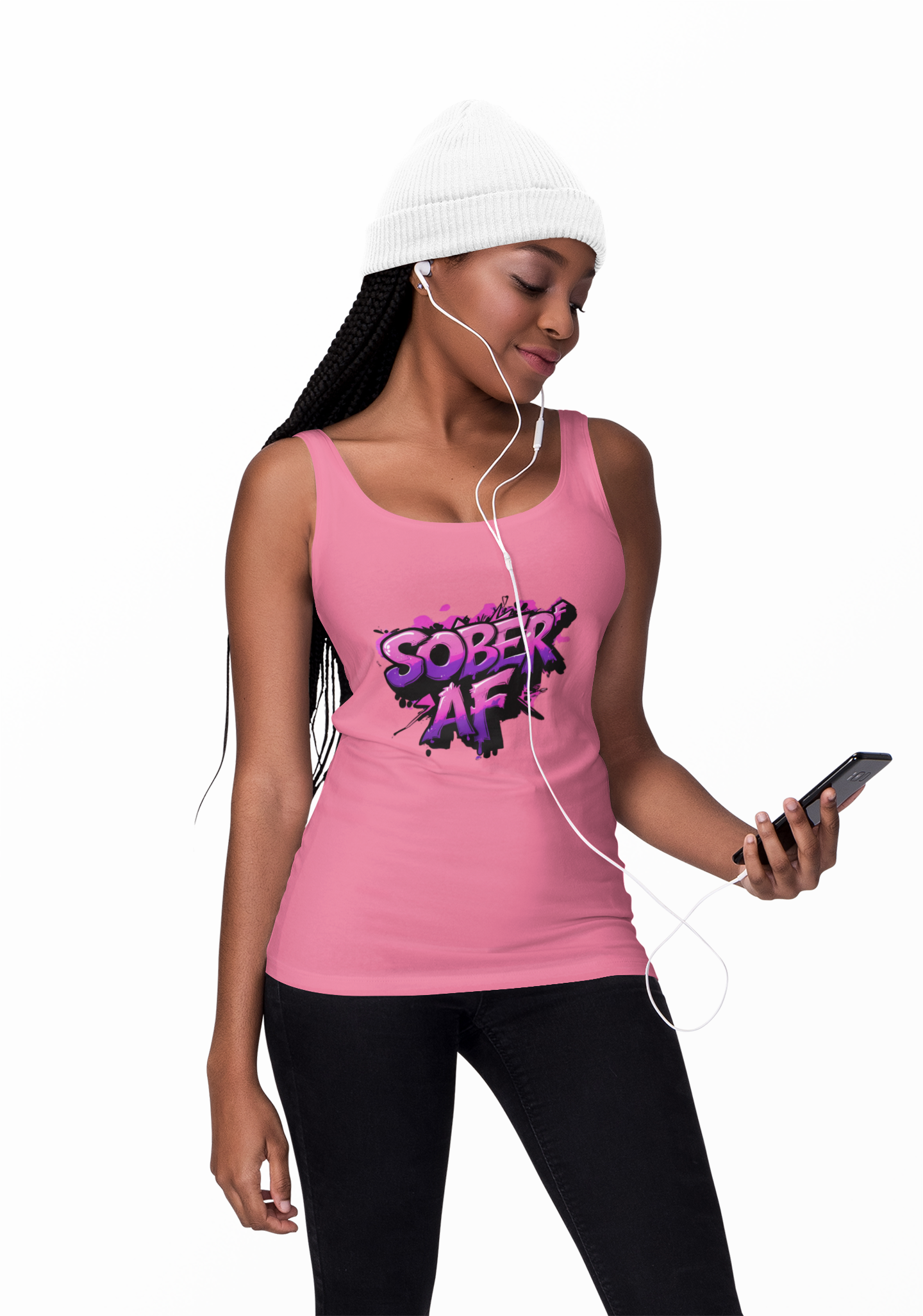 Pink & Purple Sober AF - Women's Racerback Tank